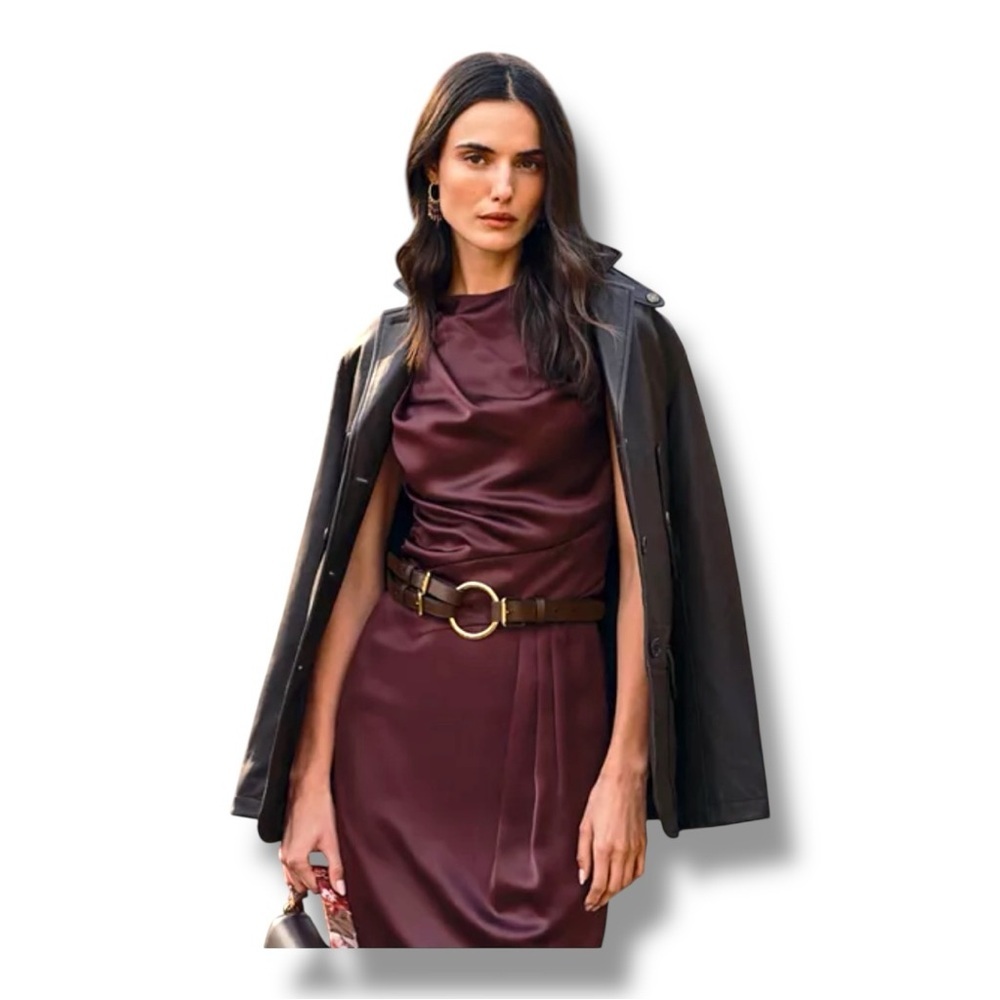 Lauren Ralph Lauren Satin Charmeuse Mockneck Cocktail Dress – Size 8 New - Picture 2 of 6